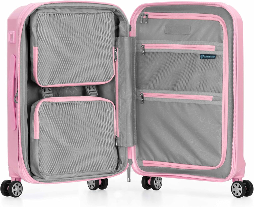 Traveler's Choice Pagosa Hardshell Expandable Luggage with Spinner Wheels, Pink, 22-Inch Carry-on