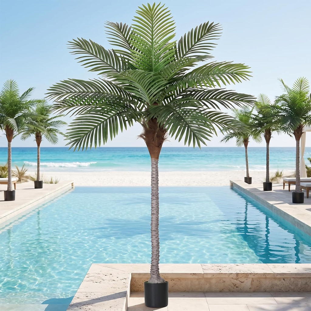 VIVATREES 7FT Artificial Palm Tree 2 Pack, Golden Cane Faux Palm for Indoor Outdoor Use, Fake Palm Tree for Home Office Living Room Patio Yard Decor