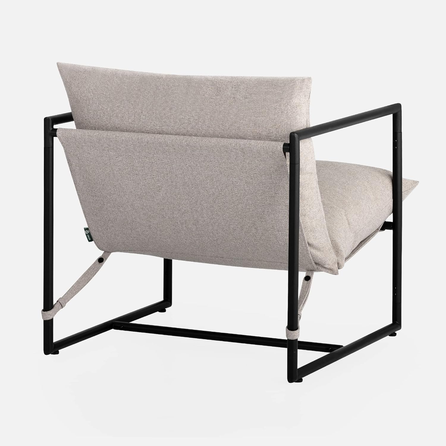 Zinus Aidan Sling Accent Chair, Metal Framed Armchair with Shredded Foam Cushioning, Oatmeal