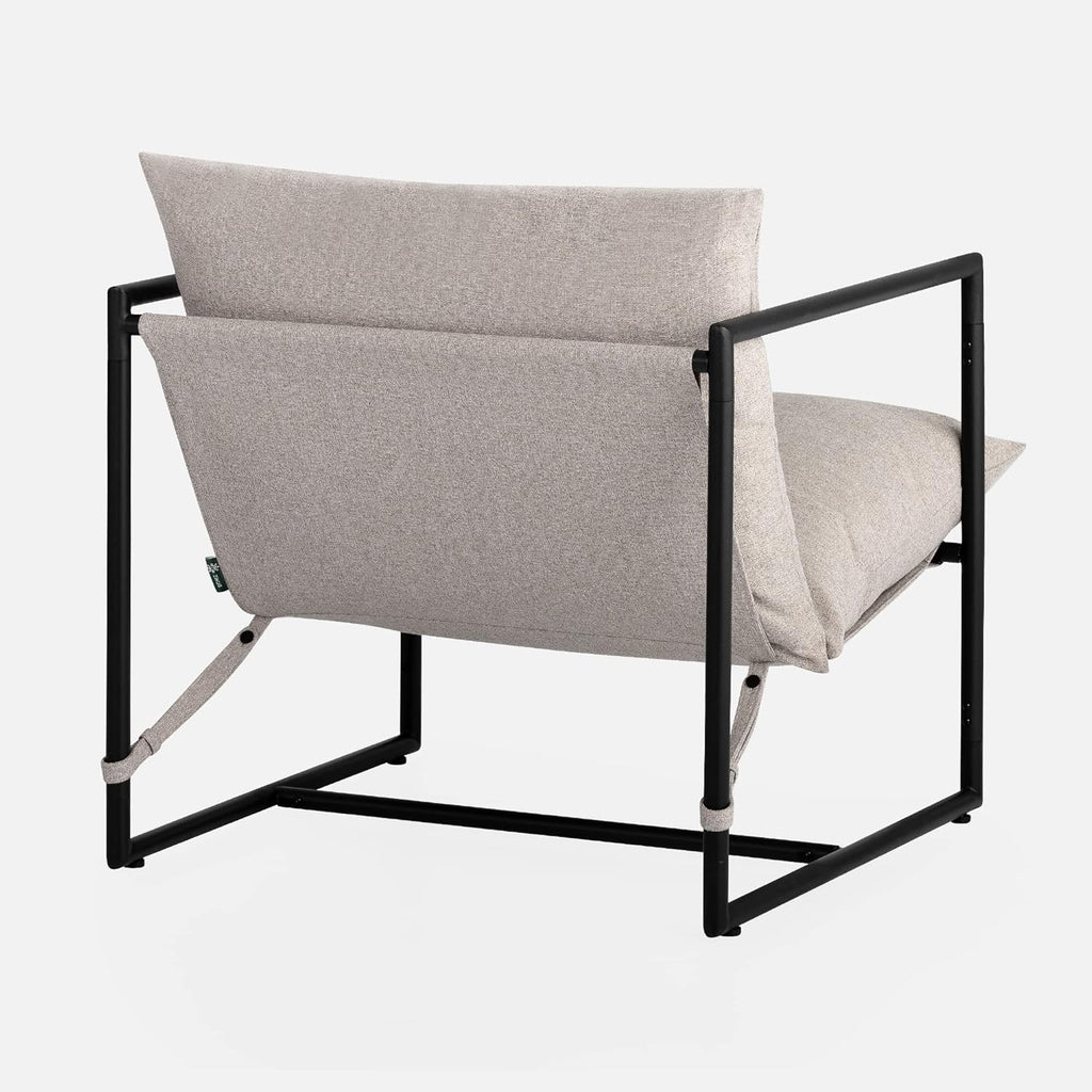 Zinus Aidan Sling Accent Chair, Metal Framed Armchair with Shredded Foam Cushioning, Oatmeal