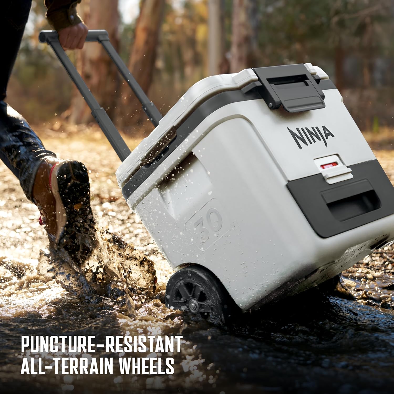 Ninja | FrostVault 30QT Cooler with Wheels | Insulated with Temp Dry Storage Drawer | Keeps Ice Cold for Days | for the Beach, Camping, Picnics & More | Spanish Moss | FB230GN1