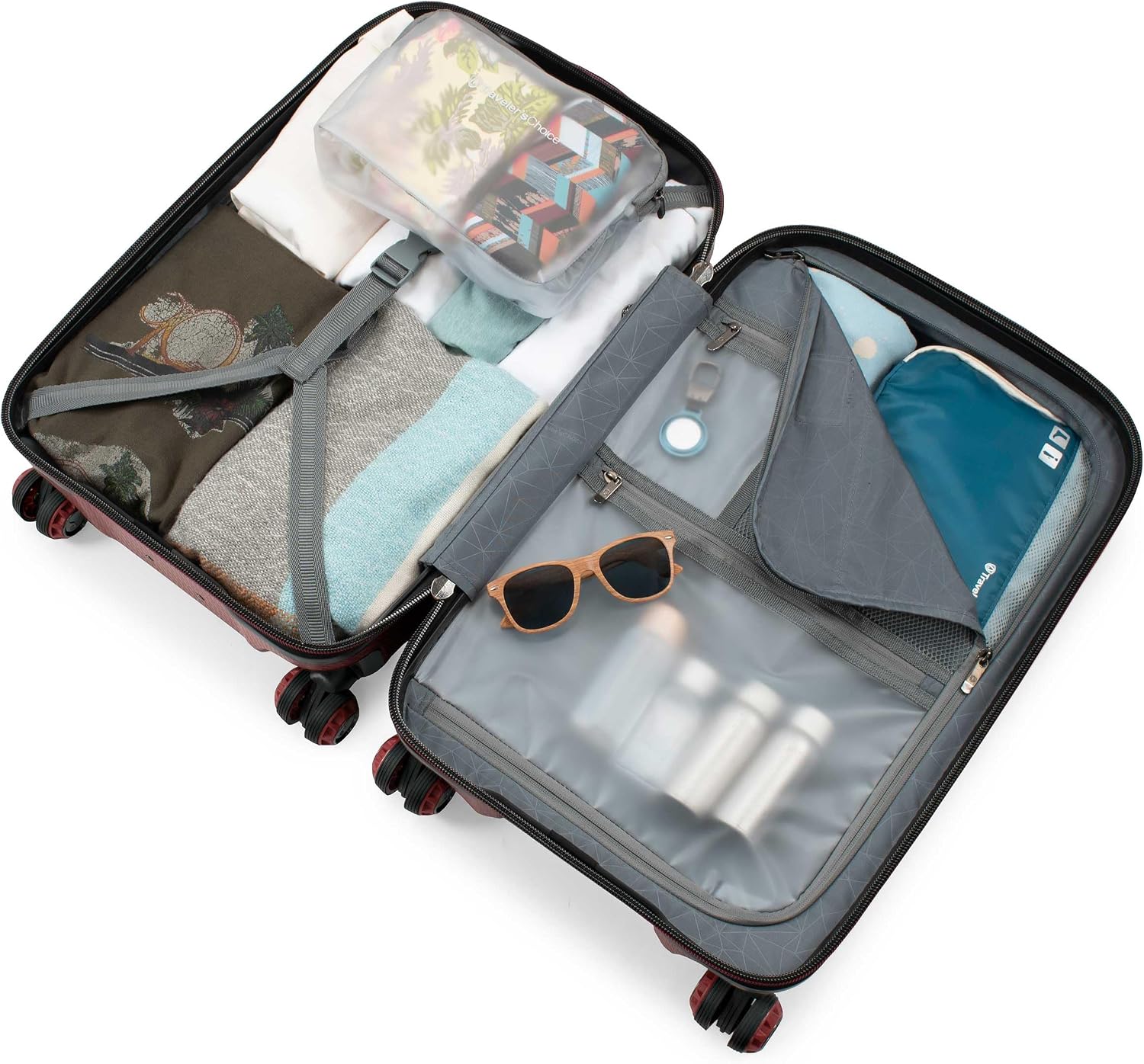 Traveler's Choice Maxporter II Polycarbonate Hardside Trunk with Spinner Wheels, Red, 22-Inch Carry-on Luggage