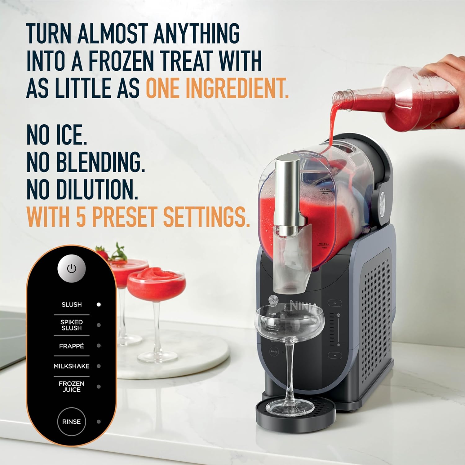 Ninja SLUSHi Frozen Drink & Slushie Machine with RapidChill Technology | 88 oz. Easy Fill Vessel | 5 Preset Programs | Make Margaritas, Frappés, & More | With Dishwasher Safe Parts | Black | FS301