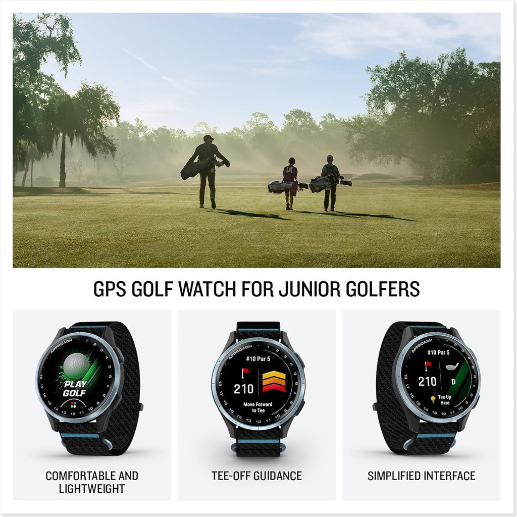 Garmin Approach® J1, Junior Golf Watch with GPS, Bright and Colorful Display, Tee-Off Guidance, Essential Features for Learning and Improving, Black
