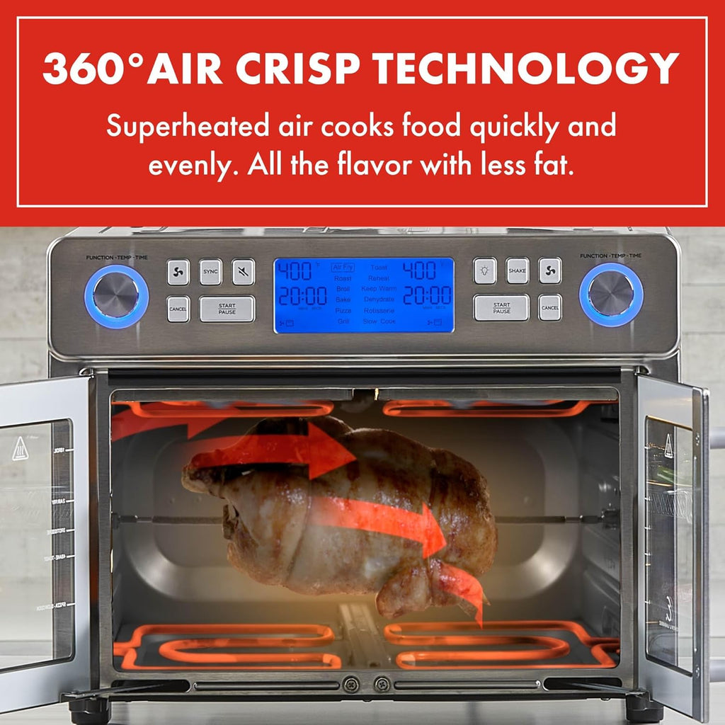 Emeril Lagasse Dual Zone 360 Air Fryer Oven Combo with French Door, 25 QT Extra Large, Cook Two Foods in Different Ways, Up to 60% Faster from Frozen to Finish