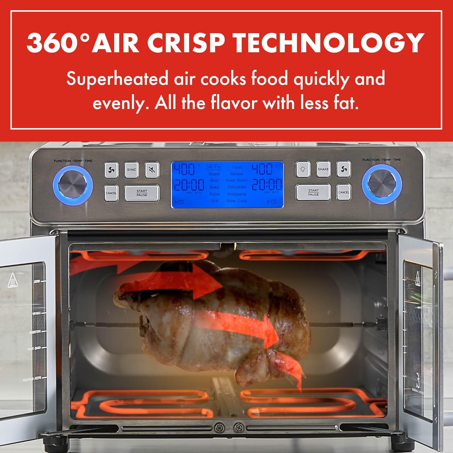 Emeril Lagasse Dual Zone 360 Air Fryer Oven Combo with French Door, 25 QT Extra Large, Cook Two Foods in Different Ways, Up to 60% Faster from Frozen to Finish