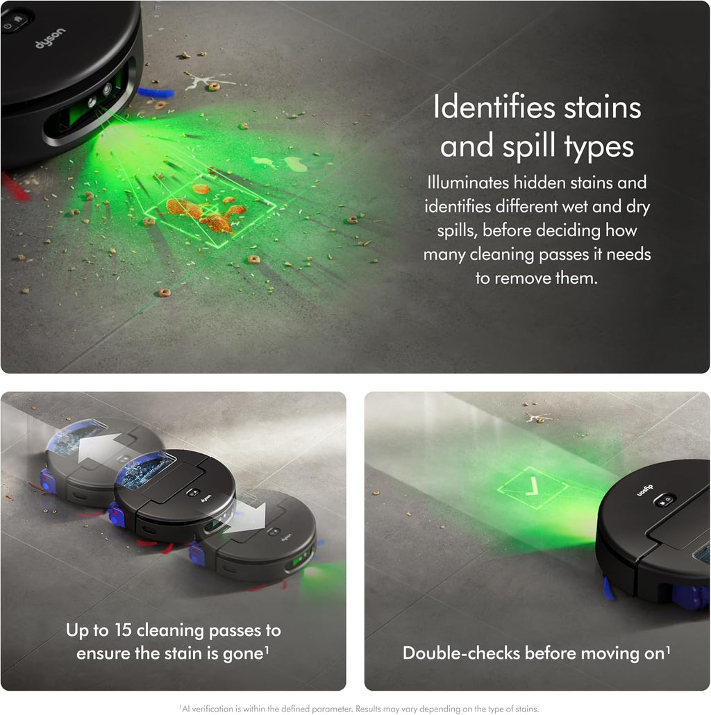 Dyson Spot+Scrub Ai™ Wet and Dry Robot Vacuum - Self Cleaning Wet Roller, 18000 PA Suction, Detangling Roller, Ai Stain Identification