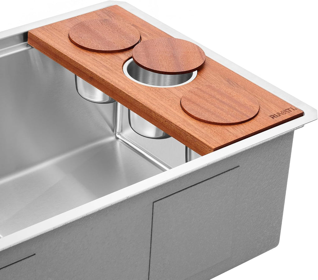 Ruvati Condiment Tray 3 Bowl Serving Board for Workstation Sinks (Complete Set) - RVA1377