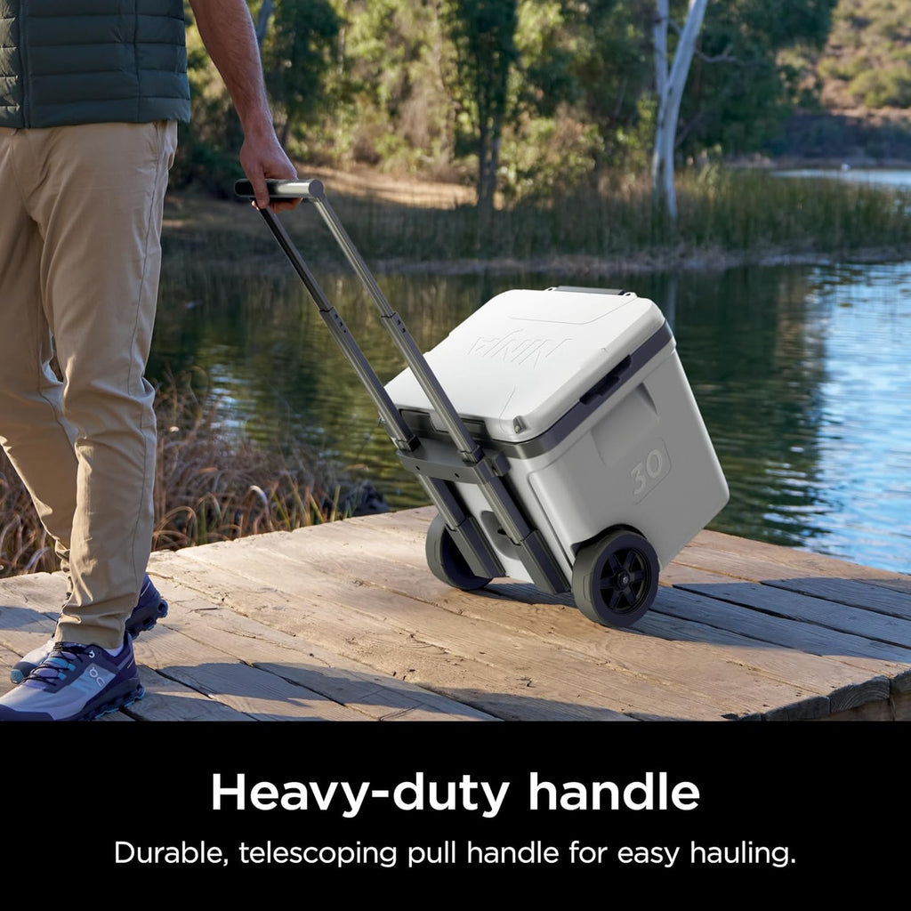 Ninja | Cooler | FrostVault 30QT Cooler with Wheels | Insulated with Temp Dry Storage Drawer | Keeps Ice Cold for Days | for the Beach, Camping, Picnics & More | Cloud White | FB230WH