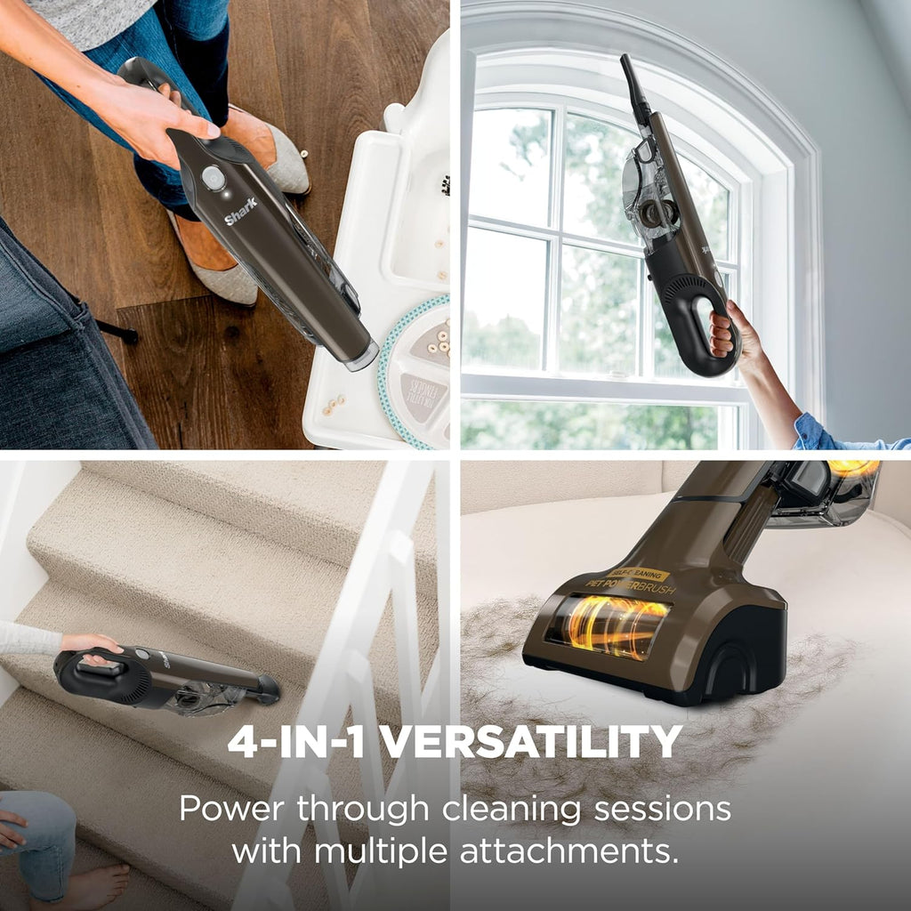 Shark UltraCyclone™ Pet Pro Plus Cordless Handheld Vacuum, Powerful Suction, Portable Vacuum for Car & Home, Pet Power Brush, Crevice Tool, Scrubbing Brush, XL Dust Cup, Brown, CH951BR1