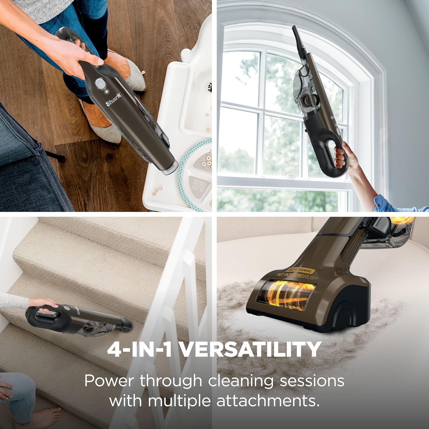 Shark UltraCyclone™ Pet Pro Plus Cordless Handheld Vacuum, Powerful Suction, Portable Vacuum for Car & Home, Pet Power Brush, Crevice Tool, Scrubbing Brush, XL Dust Cup, Brown, CH951BR1