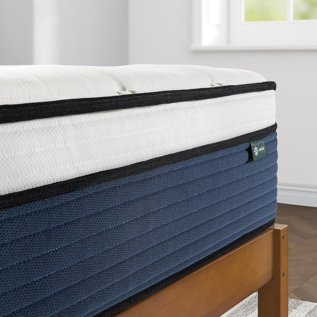 Zinus 12 Inch Comfort Support Hybrid Mattress [New Version], Queen, Fiberglass Free, Medium Plush, Motion Isolation, Certified Safe Foams & Fabric, Mattress in A Box