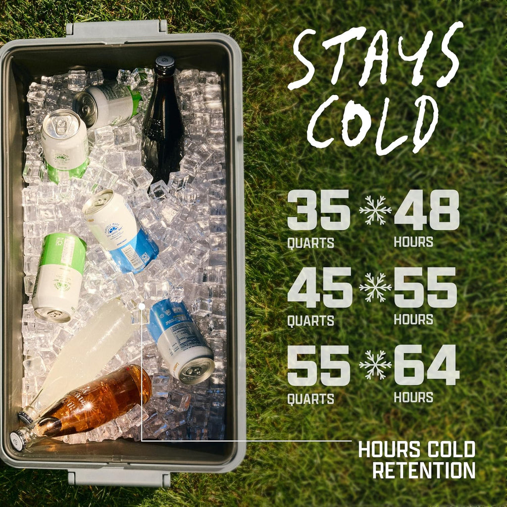 Coleman Snap 'N Go 55-Quart Collapsible Hard Cooler, Portable Hard-Sided Cooler with Waterproof Removable Liner, Space-Saving & Quick Set Up, 64 Hours Cold, Mussel Grey