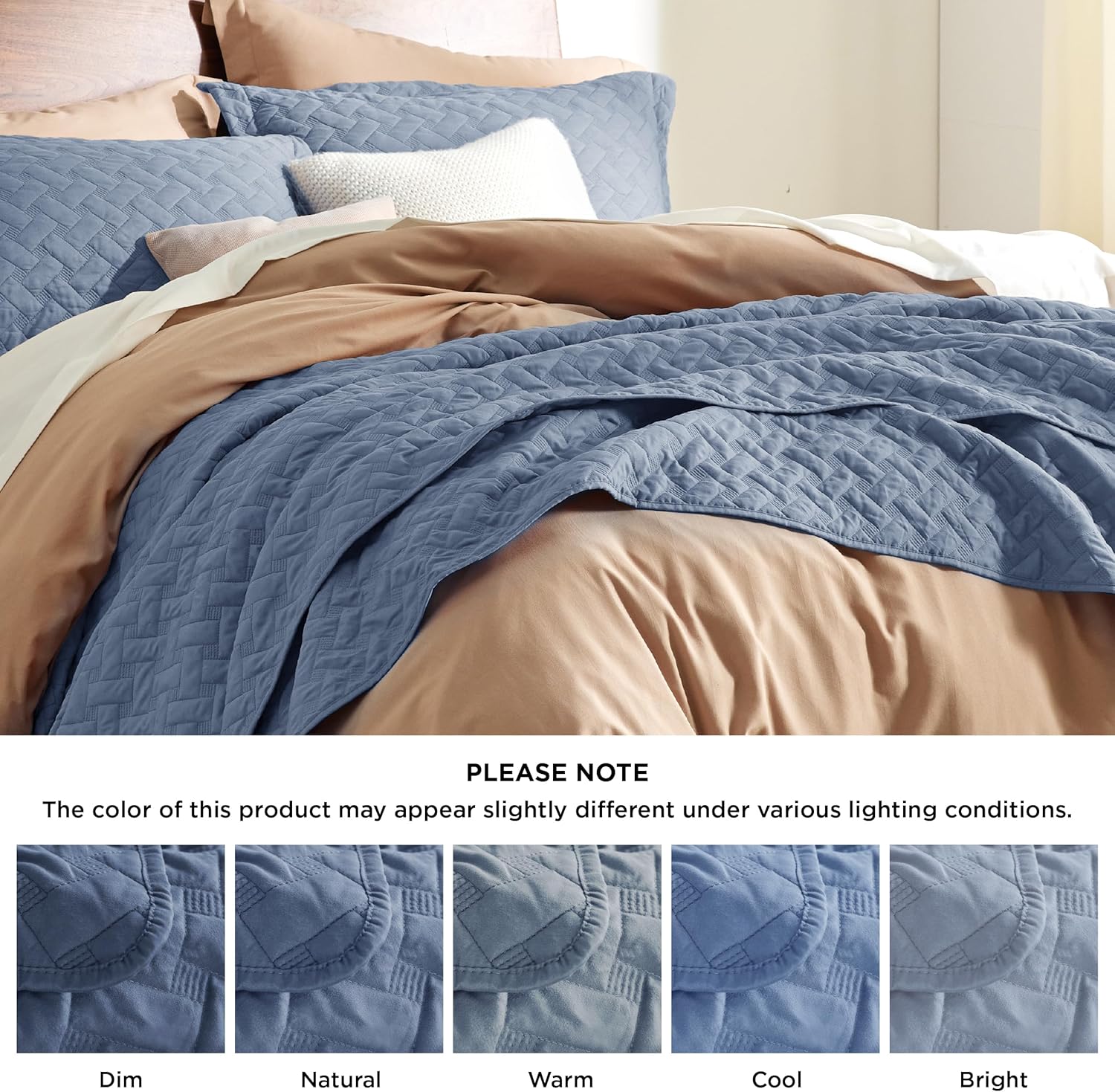 Bedsure Quilts Queen Size - Lightweight Bedspreads Queen Size with Basket Weave Pattern, Soft Quilt Bedding Set, Mineral Blue Comforter Set Coverlet for All Seasons with 2 Pillow Shams (90" x 96")