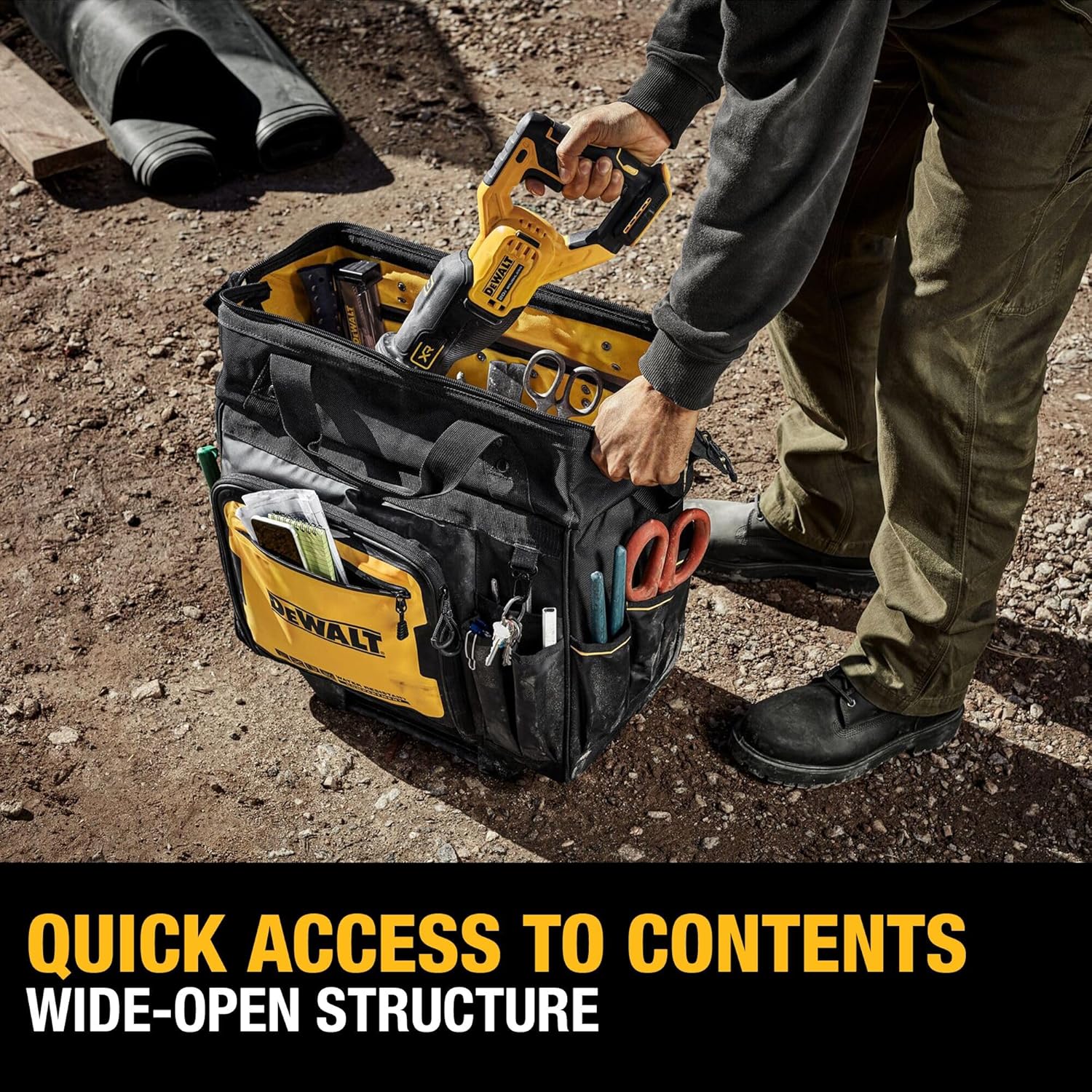 DEWALT 18 Inch Rolling Tool Storage Bag with 27 Pockets (DWST560107)