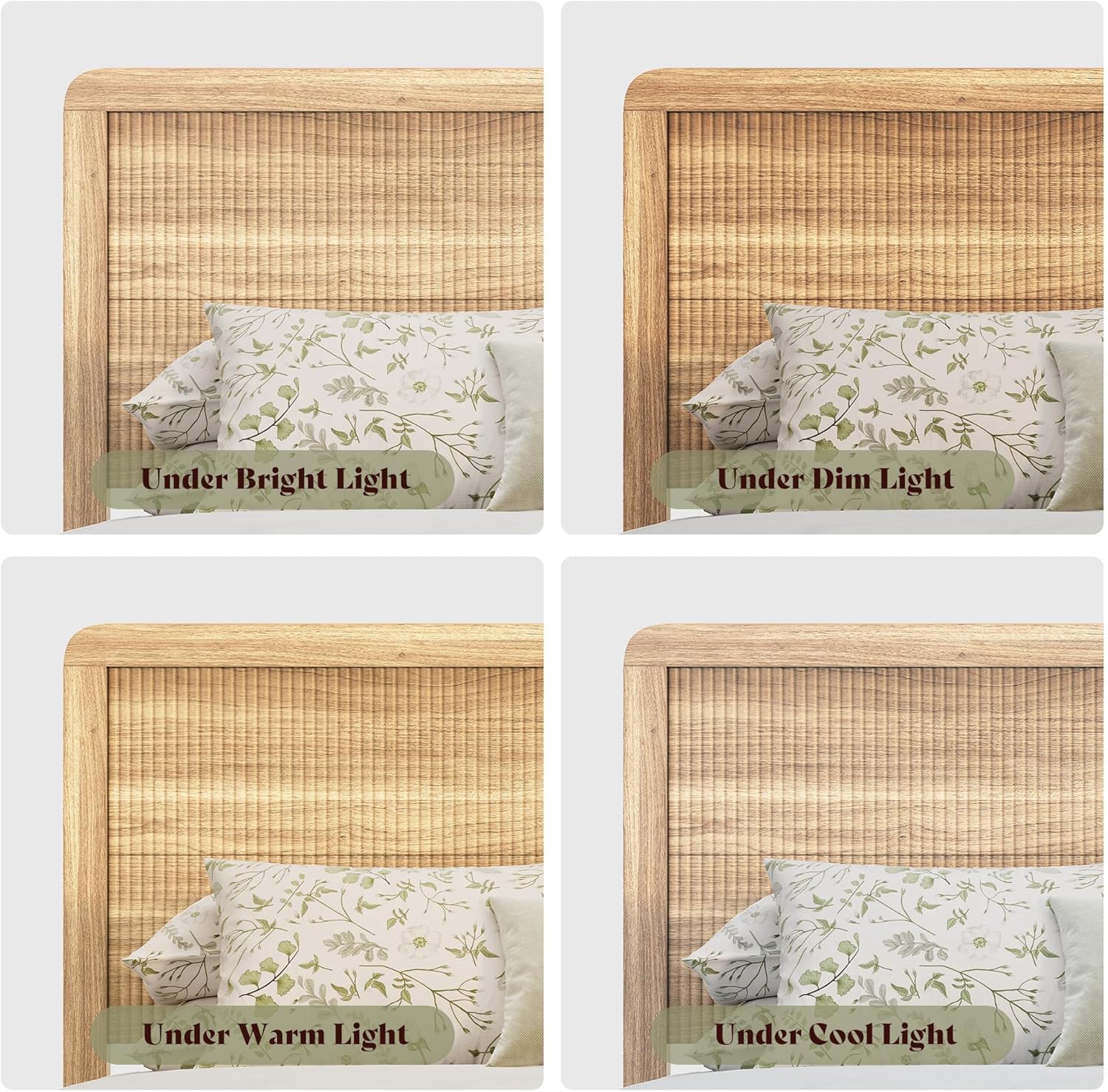 AMERLIFE Wood Queen Size Bed Frame with Headboard & Footboard, Modern Fluted Wooden Platform Bedframe with Rounded Safety Edges, Wood Slat Support, No Box Spring Needed, Easy Assembly, Natural Oak
