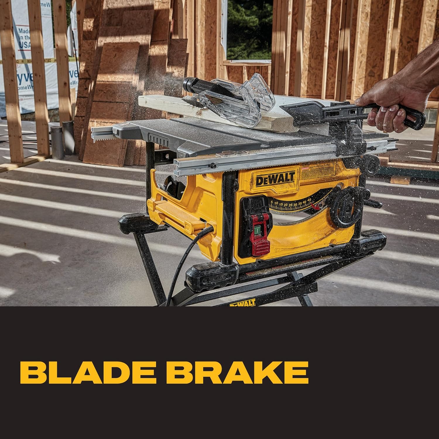 DEWALT Portable Table Saw with Stand, 8-1/4 inch, up to 48-Degree Angle Cuts (DWE7485WS)