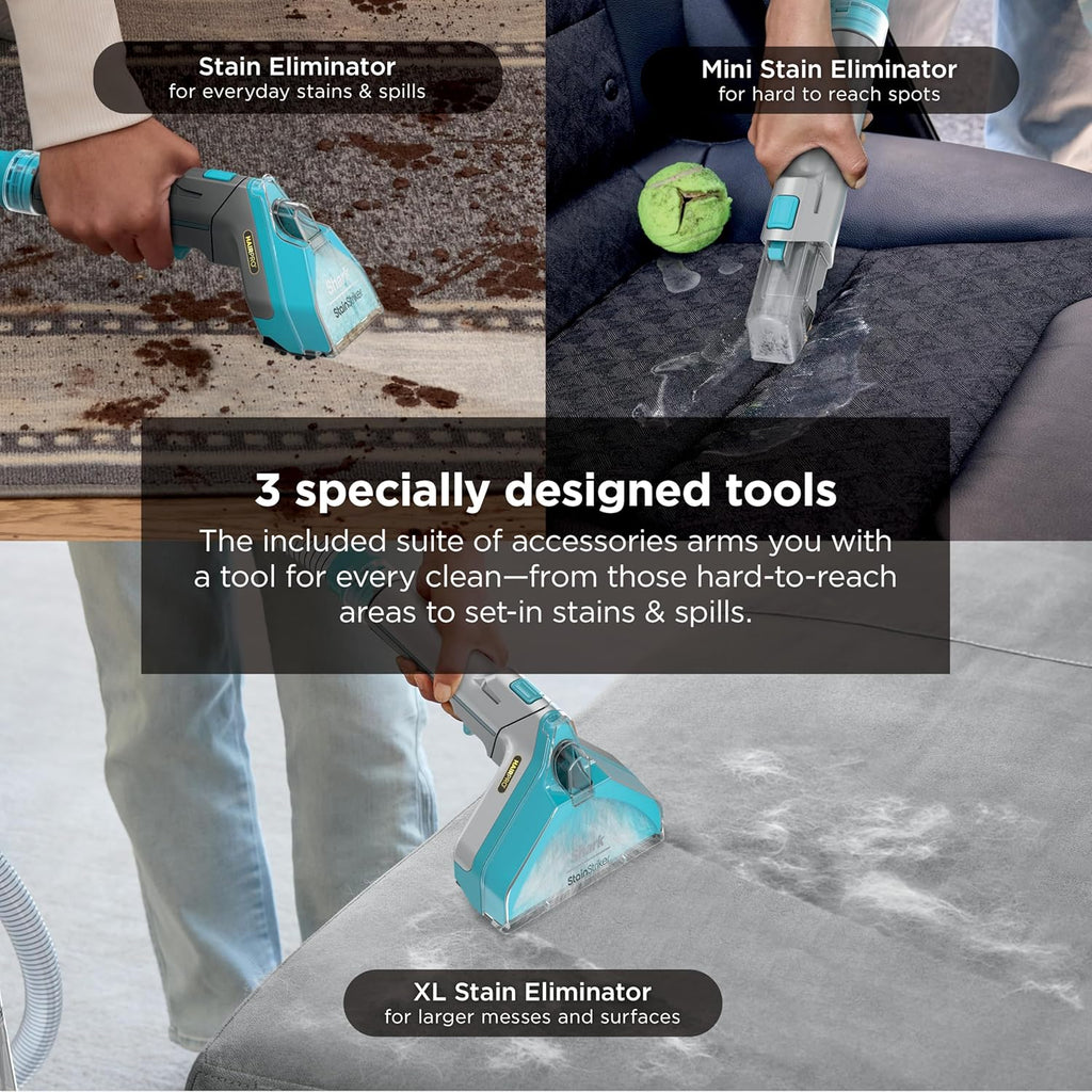 Shark StainStriker HairPro | Portable Carpet, Upholstery & Rug Cleaner | 3 Tools | Self-Cleaning | Perfect for Pets | Ultra-Powerful Stain & Odor Remover | Pet & OXY Solutions | Teal | PX253BRN