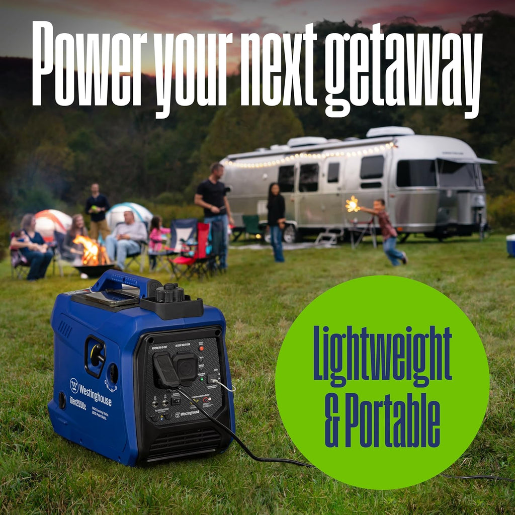 Westinghouse 2550 Peak Watt Super Quiet & Lightweight Portable Inverter Generator, RV Ready 30A Outlet, Gas Powered, CO Sensor, Parallel Capable, Long Run Time,Blue