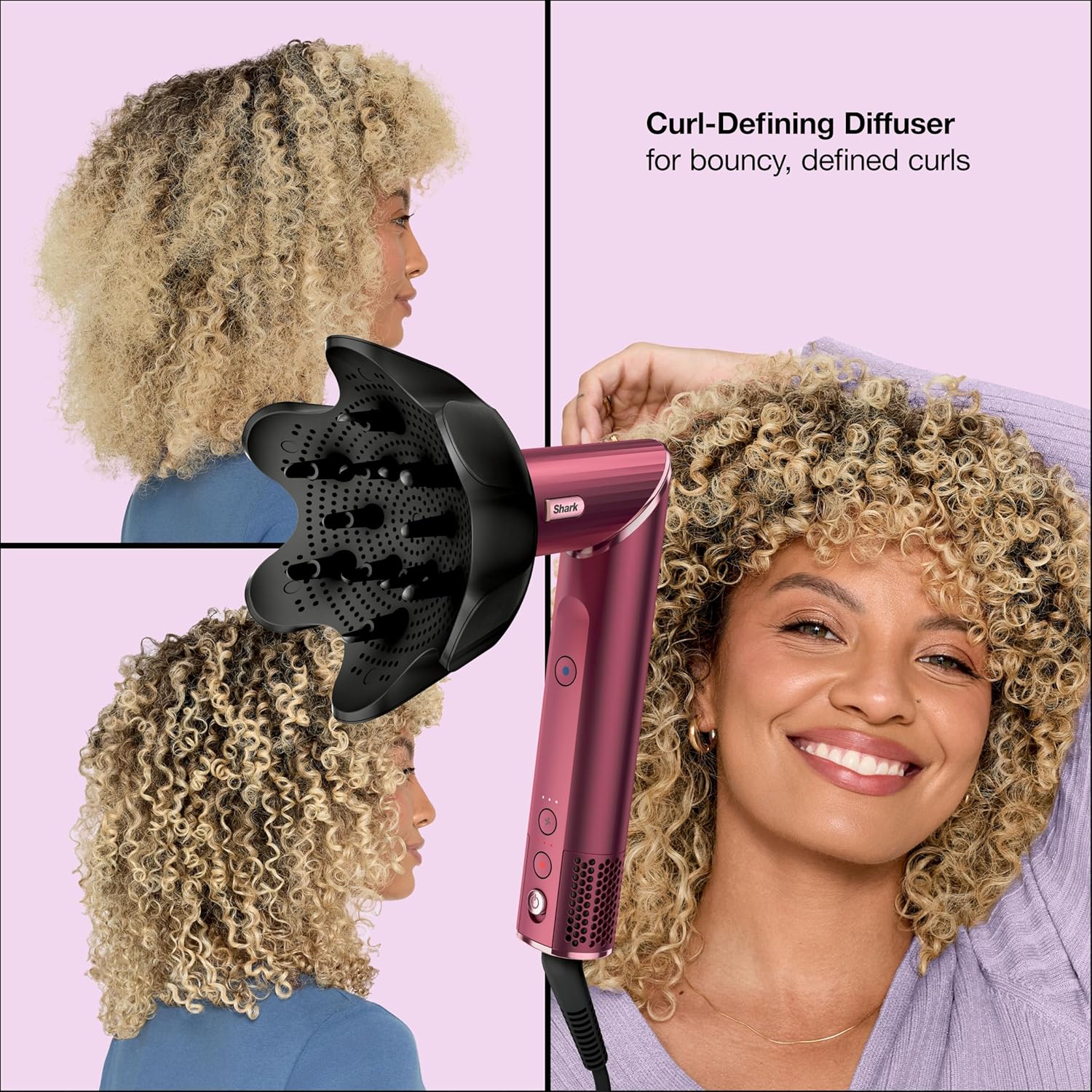 Shark FlexStyle | Air Multi-Styler & Drying System | Hair Dryer Brush for Blowouts with Coanda Auto- Wrap Curlers, Round & Paddle Brush, Diffuser & Concentrator Attachment | Black Cherry | HD457CR