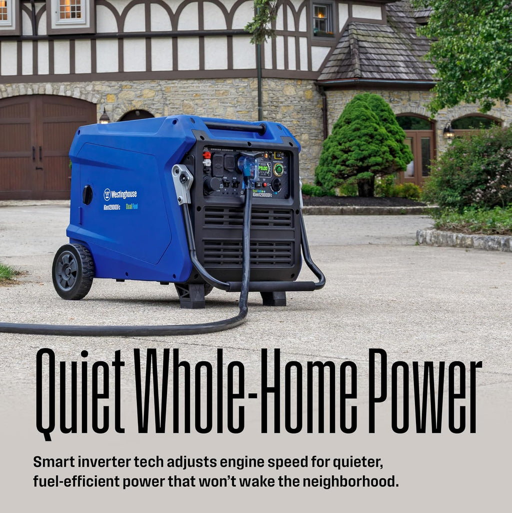 Westinghouse 12000 Peak Watt Dual Fuel Portable Inverter Generator, Remote Electric Start, Transfer Switch Ready, Gas and Propane Powered, Low THD - Safe for Electronics, Parallel Capable, CO Sensor