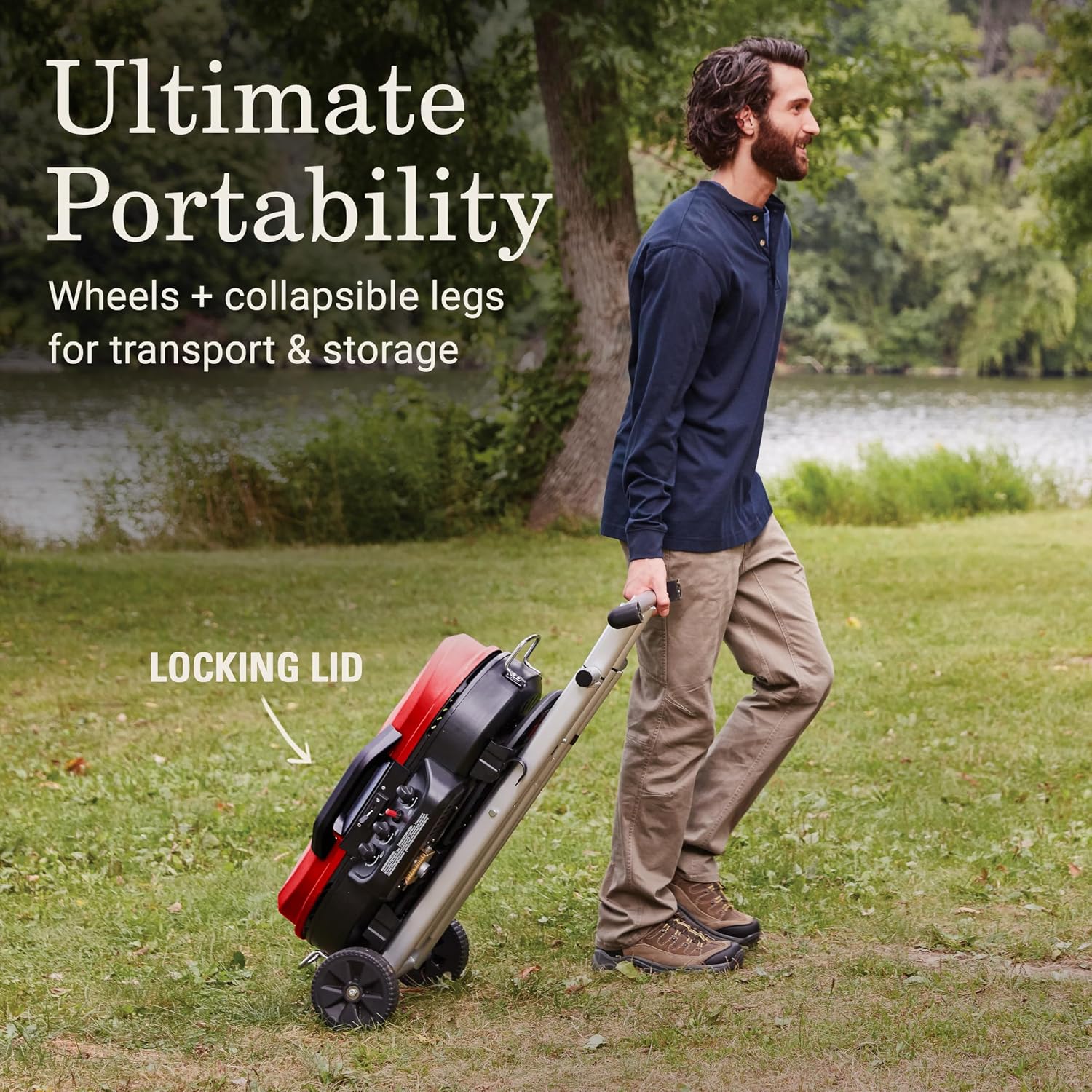 Coleman RoadTrip 285 Portable Stand-Up Propane Grill with 3 Adjustable Burners & Instastart Ignition, 20,000 BTUs of Power for Outdoor Cooking, Camping, Tailgating, Grilling, BBQs, & More