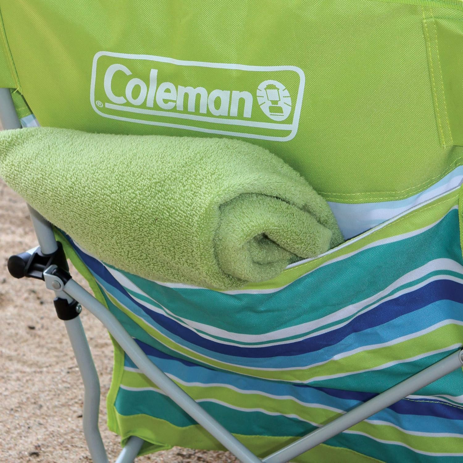 Coleman Utopia Breeze Lightweight Beach Chair with Cup Holder, Comfortable Portable Outdoor Chair with Carry Bag, Supports up to 300lbs, Great for Beach & Yard