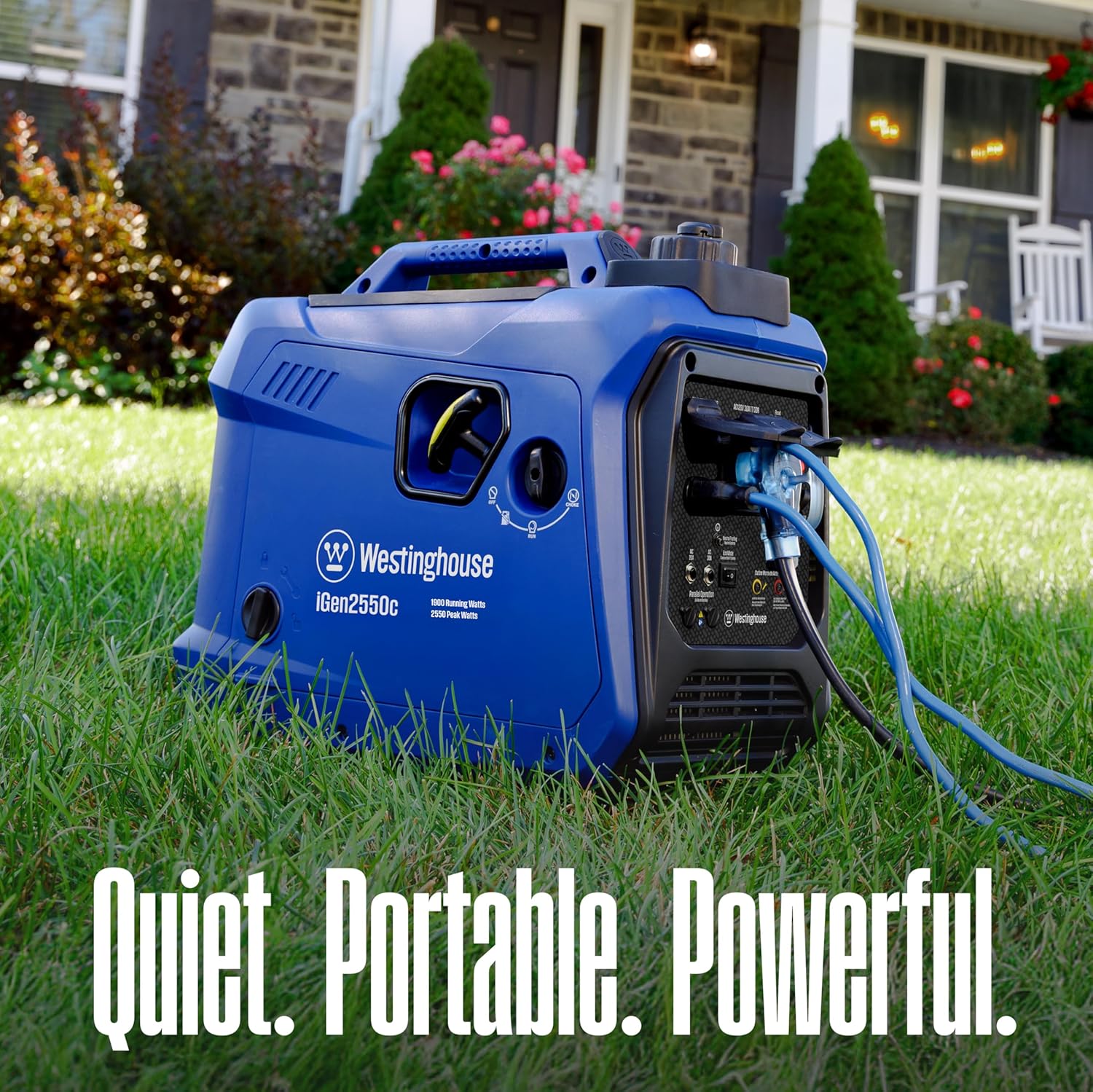 Westinghouse 2550 Peak Watt Super Quiet & Lightweight Portable Inverter Generator, RV Ready 30A Outlet, Gas Powered, CO Sensor, Parallel Capable, Long Run Time,Blue