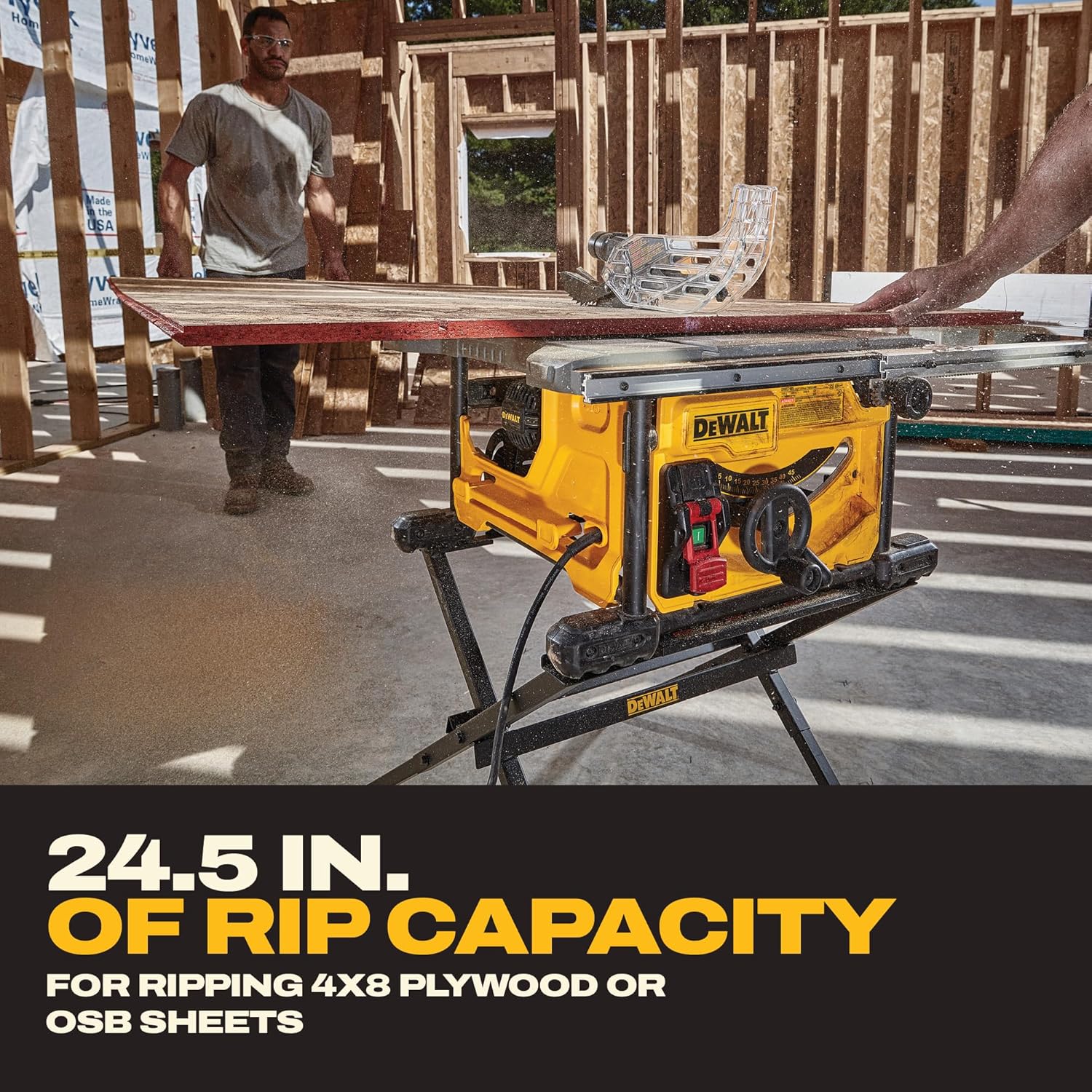 DEWALT Portable Table Saw with Stand, 8-1/4 inch, up to 48-Degree Angle Cuts (DWE7485WS)