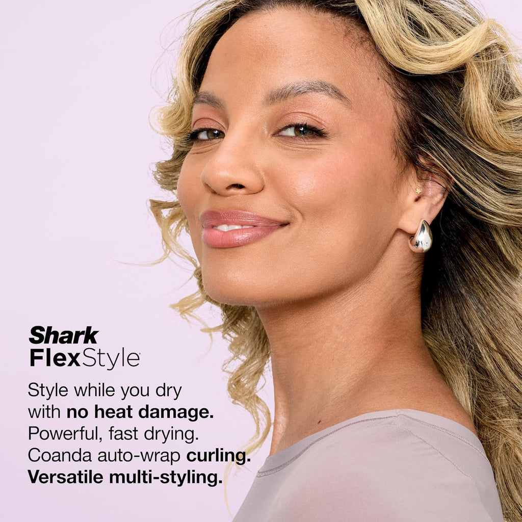Shark FlexStyle | Air Multi-Styler & Drying System | Hair Dryer Brush for Blowouts with Coanda Auto- Wrap Curlers, Oval Brush, Curl-Defining Diffuser & Concentrator Attachment | Stone | HD435