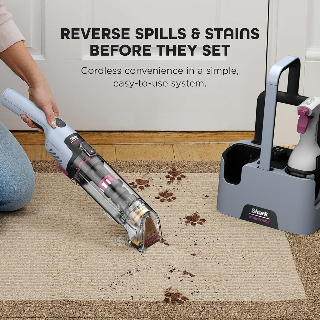 Shark StainForce Cordless Spot Cleaner, Dual-Activated Easy Spray Formula, OXY-Powered Cleaning, Indoor + Outdoor, Carpets, Upholstery, Car Seats & Stairs, Pet Urine & Odor Remover, 5" Tool, HX102BRN