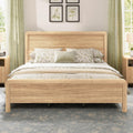 AMERLIFE Wood Queen Size Bed Frame with Headboard & Footboard, Modern Fluted Wooden Platform Bedframe with Rounded Safety Edges, Wood Slat Support, No Box Spring Needed, Easy Assembly, Natural Oak