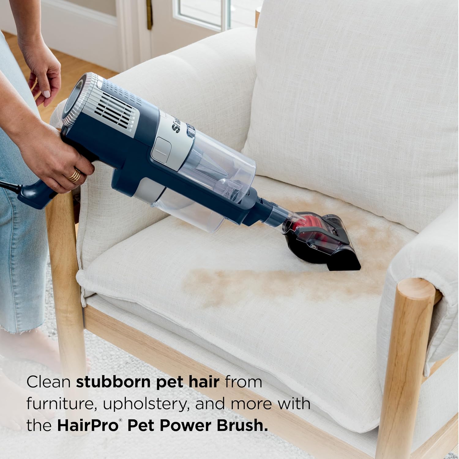 Shark Stratos | Corded Stick Vacuum Cleaner for Carpet & Hard Floors | Lightweight Hand Vacuum for Pet Hair with DuoClean PowerFins HairPro | Self-Cleaning Brushroll | 4 Accessories | Navy | HZ3002