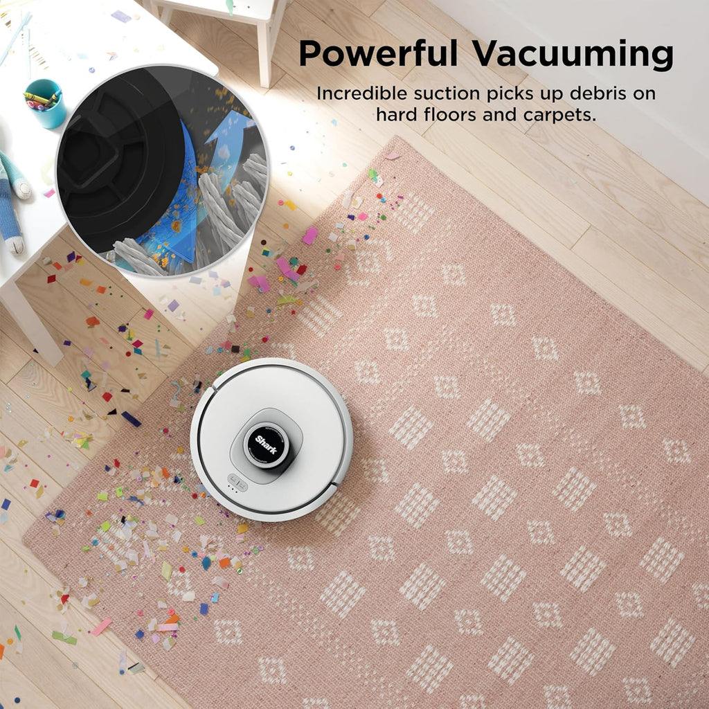 Shark Matrix Clean | Robot Vacuum Cleaner with Powerful Suction for Pet Hair, Rugs, Carpets & Hard Floors | Self-Empty Base | 60-Day Capacity | Voice Control | LiDAR Navigation | White | AV2511AE
