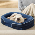 Bedsure Orthopedic Dog Bed Medium Size Dog - 360° Oval Bolster Medium Dogs Beds for Senior Dogs with Waterproof Washable Cover, Comfort Pet Sofa Couch with Ultra-Soft Fleece, Navy Blue, 30"