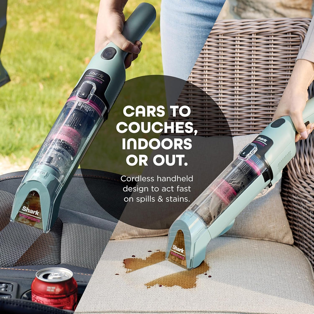 Shark StainForce Cordless Spot Cleaner, Dual-Activated Easy Spray Formula, OXY-Powered Stain Cleaning, Indoor + Outdoor, Carpets, Upholstery, Car Seats & Stairs, Pet Urine & Odor Remover, HX101
