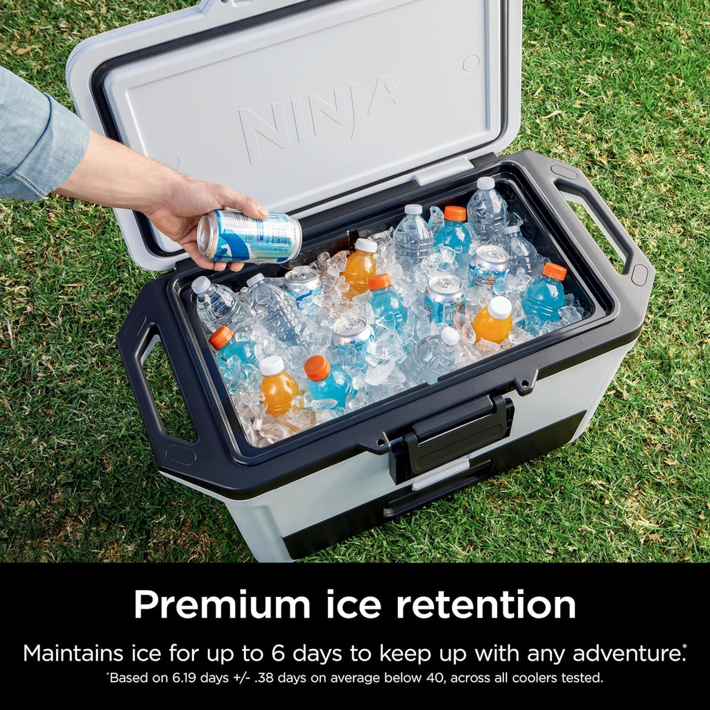 Ninja FrostVault 50qt Hard Cooler with Dry Zone | Integrated Fridge-Temp Dry Storage Drawer | Premium Heavy-Duty Insulated Cooler | Keeps Ice Cold for Days | Spanish Moss | FB151GN1