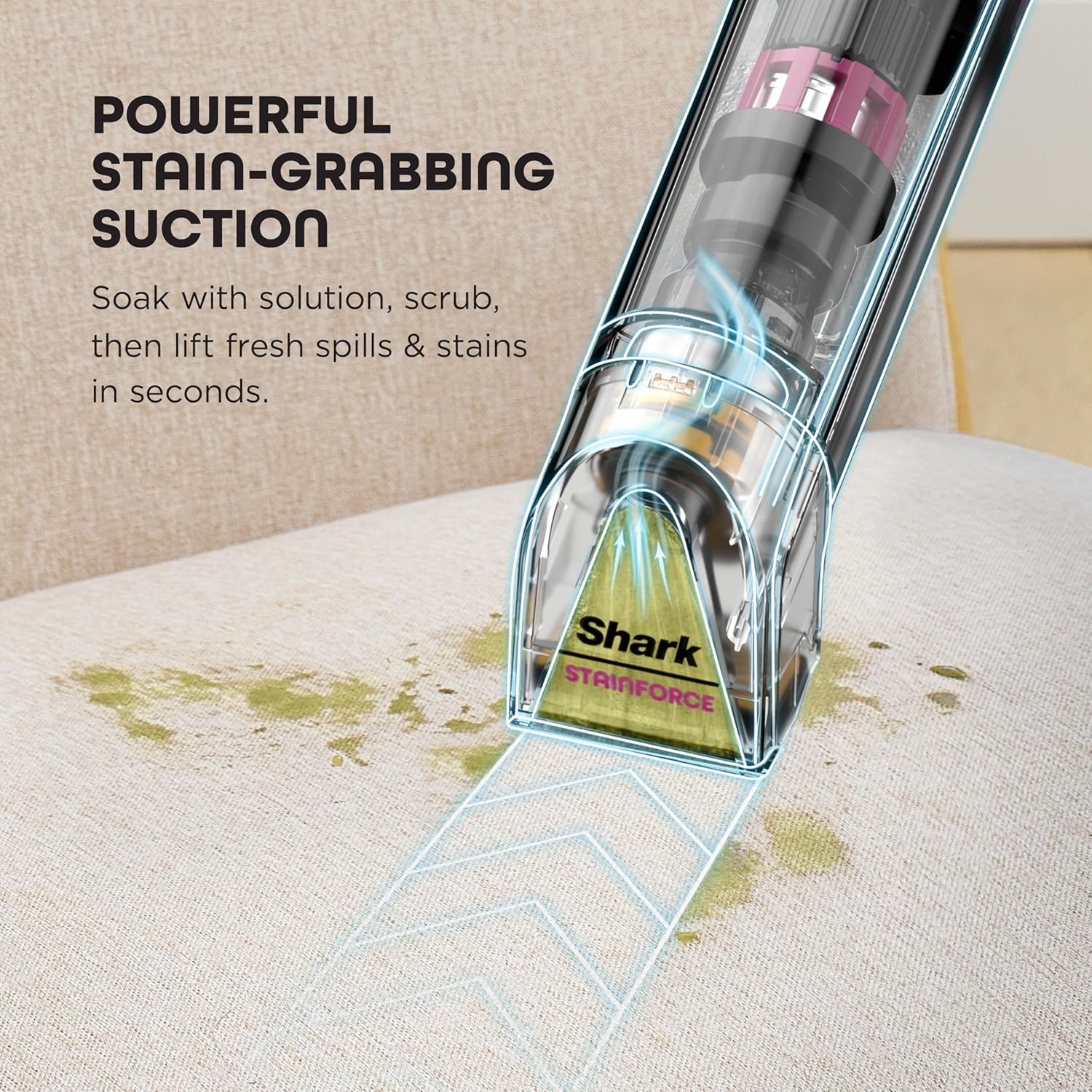Shark StainForce Cordless Spot Cleaner, Dual-Activated Easy Spray Formula, OXY-Powered Cleaning, Indoor + Outdoor, Carpets, Upholstery, Car Seats & Stairs, Pet Urine & Odor Remover, 5" Tool, HX102BRN