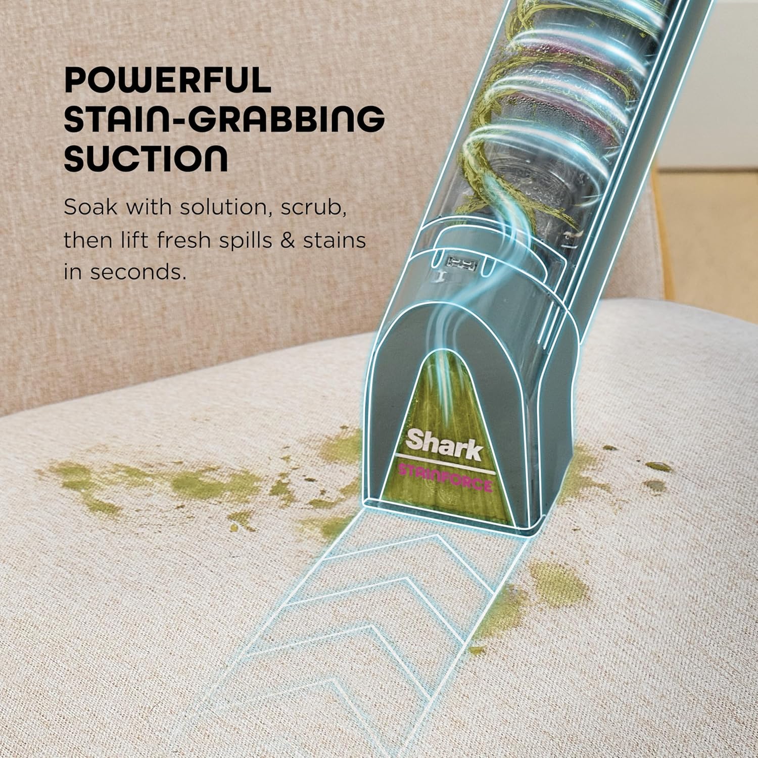 Shark StainForce Cordless Spot Cleaner, Dual-Activated Easy Spray Formula, OXY-Powered Stain Cleaning, Indoor + Outdoor, Carpets, Upholstery, Car Seats & Stairs, Pet Urine & Odor Remover, HX101