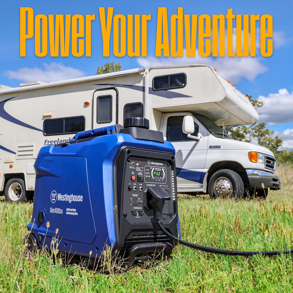 Westinghouse 4000 Peak Watt Super Quiet Portable Inverter Generator, Wheel & Handle Kit, RV Ready 30A Outlet, Gas Powered, CO Sensor, Parallel Capable
