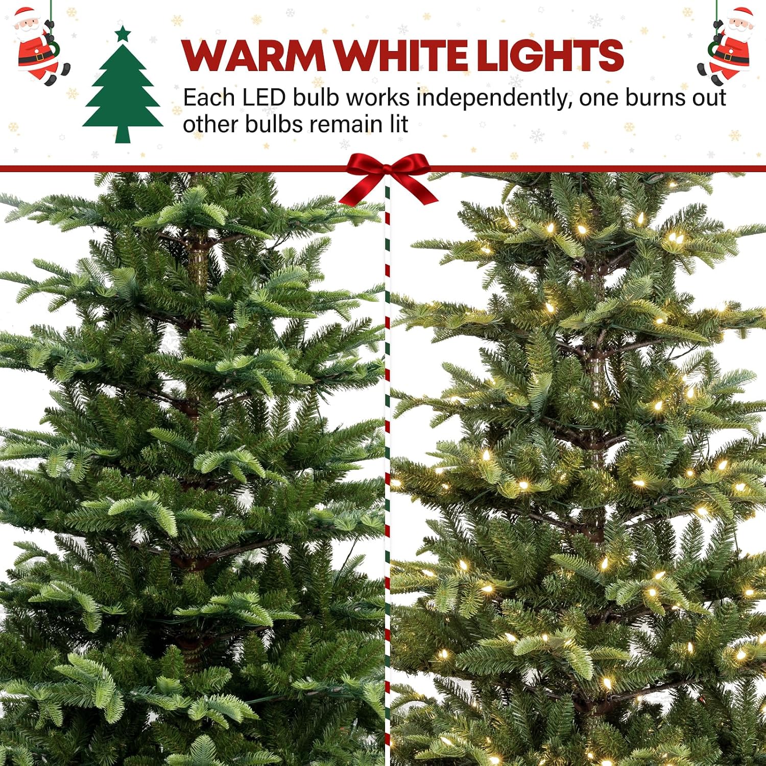 6 ft Lighted Artificial Christmas Tree, 797 PE&PVC Branch Tips, 330 Warm White LED Lights, Premium Stand, Easy Assembly for Indoor Holiday Decorating